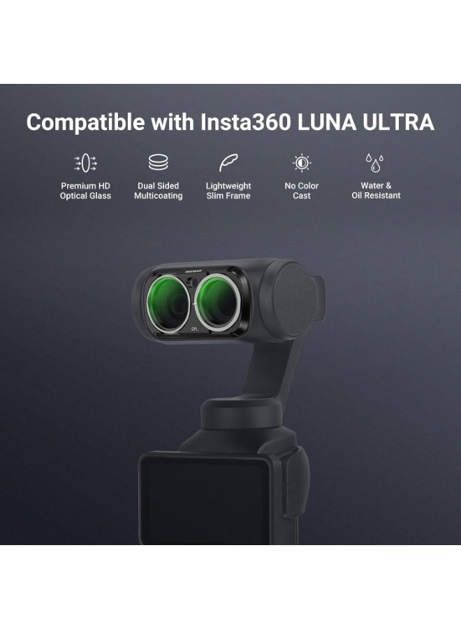نيوير NEEWER ND Filter Set Compatible with Insta360 Luna Ultra Gimbal Camera Only Variable Neutral Density (ND2-32), CPL, 1/4 Black Diffusion for Mist Cinematic Effect, FL-L03 - Image 2