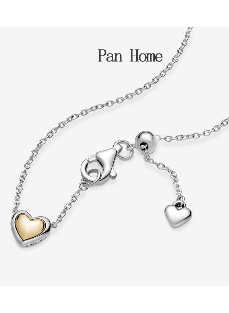 Pan Home Domed Golden Heart Collier Necklace - Image 1