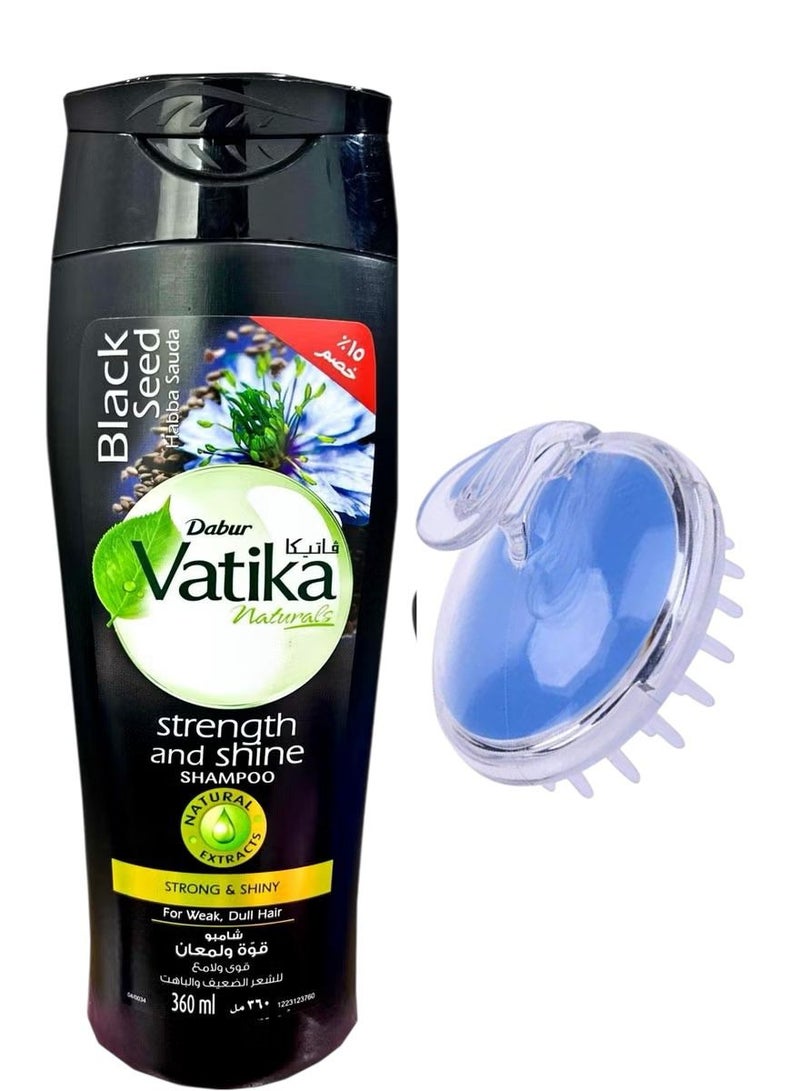 فاتيكا ناتشورالز شامبو ببذور الحبة السوداء - 360 مل + فرشاة تدليك سيليكون ومشط تدليك الشعر متعدد الألوان