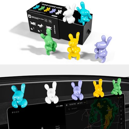 KUNIST 5PCS Dog Mode Mini Screen Decoration for Tesla Model Y Juniper Funny Ornament Decors for 20172026 Tesla Model Y and Model 3 Interior Accessories with Gift Box - Image 1