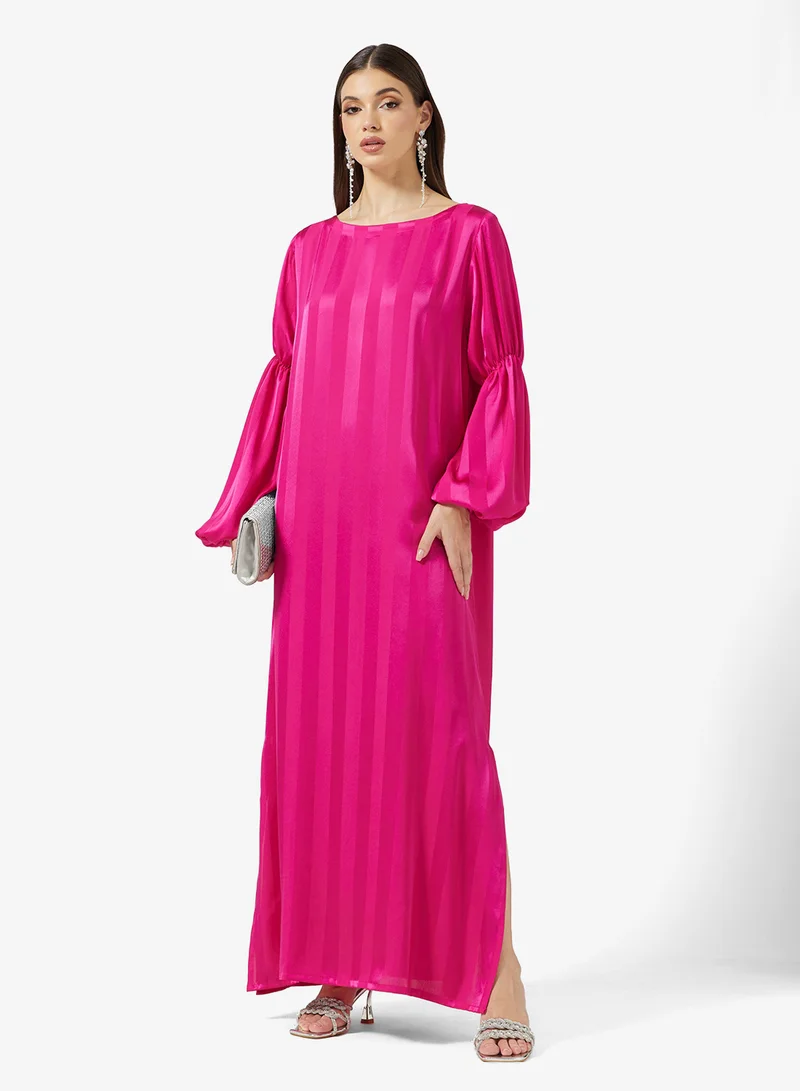 SINOIR SATIN RUFFLED SLEEVE DRESS