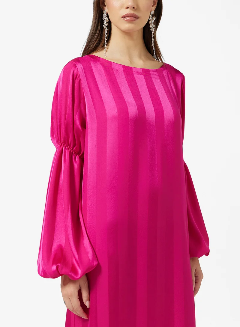 SINOIR SATIN RUFFLED SLEEVE DRESS