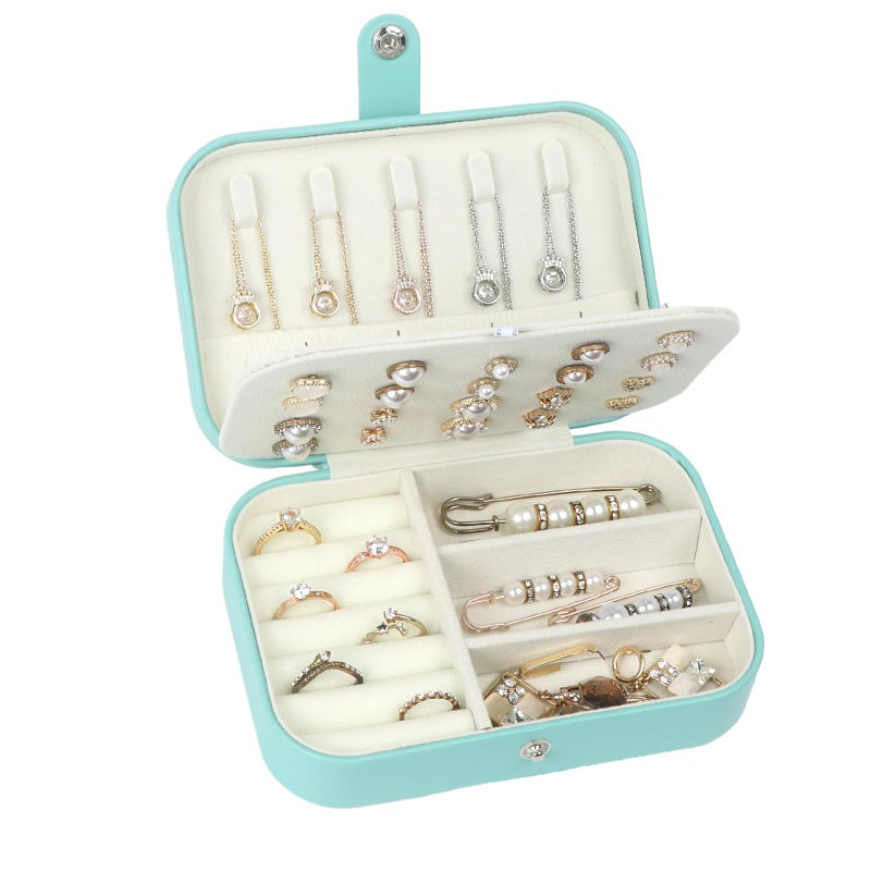 Hatori Travel Jewelry Box PU Leather Small Jewelry Organizer for Women Girls Portable Mini Travel Case Display Storage Holder Boxes for Stud Earrings Rings Necklaces Bracelets