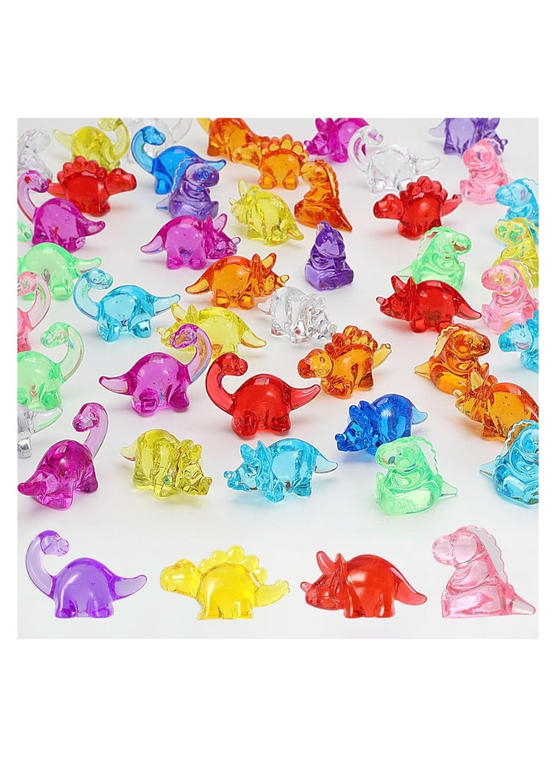 Captaintech Acrylic Gems, Mini Dinosaur Figures Party Decorations, 62PCS Small Plastic Dinosaurs Classroom Prizes, Dinosaur Figurines Party Favors Kids, Treasure Box Gifts, Vase Filler, Fish Tank Decorations - Image 1