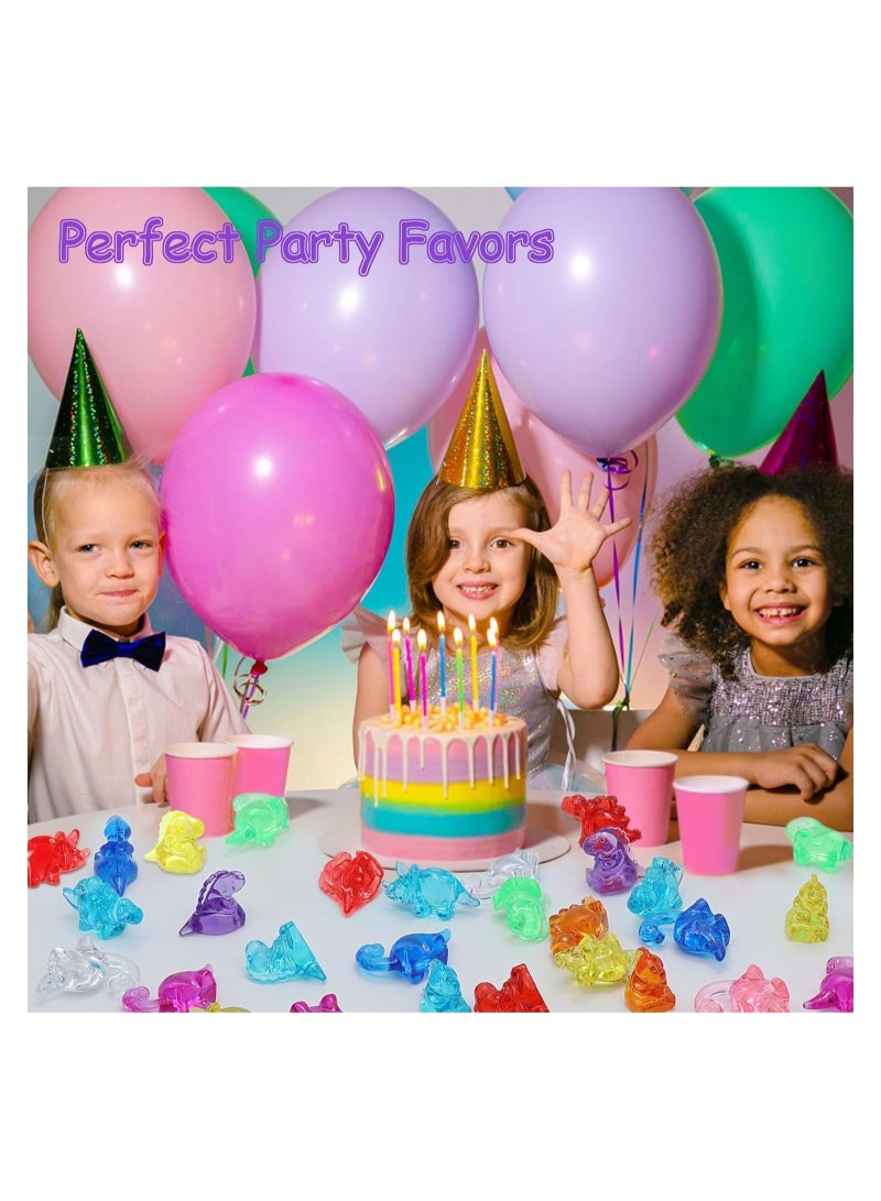 Captaintech Acrylic Gems, Mini Dinosaur Figures Party Decorations, 62PCS Small Plastic Dinosaurs Classroom Prizes, Dinosaur Figurines Party Favors Kids, Treasure Box Gifts, Vase Filler, Fish Tank Decorations - Image 2