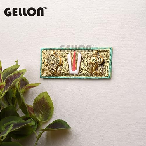 Gellon Tirupati Shankh Chakra Namah Door/Wall Décor Fix With Screw In Gold Plating Antique Decorative For Home – Office – Room – Showpiece Figurines – Religious House Warming - Image 2