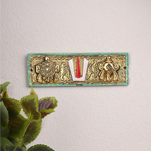 Gellon Tirupati Shankh Chakra Namah Door/Wall Décor Fix With Screw In Gold Plating Antique Decorative For Home – Office – Room – Showpiece Figurines – Religious House Warming - Image 1