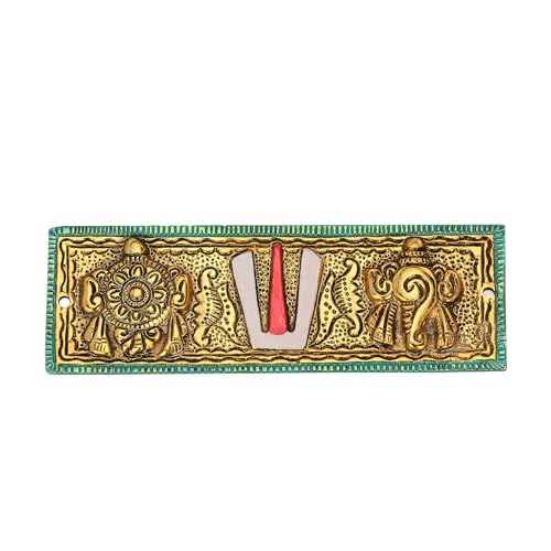 Gellon Tirupati Shankh Chakra Namah Door/Wall Décor Fix With Screw In Gold Plating Antique Decorative For Home – Office – Room – Showpiece Figurines – Religious House Warming - Image 4