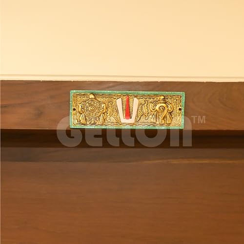 Gellon Tirupati Shankh Chakra Namah Door/Wall Décor Fix With Screw In Gold Plating Antique Decorative For Home – Office – Room – Showpiece Figurines – Religious House Warming - Image 3
