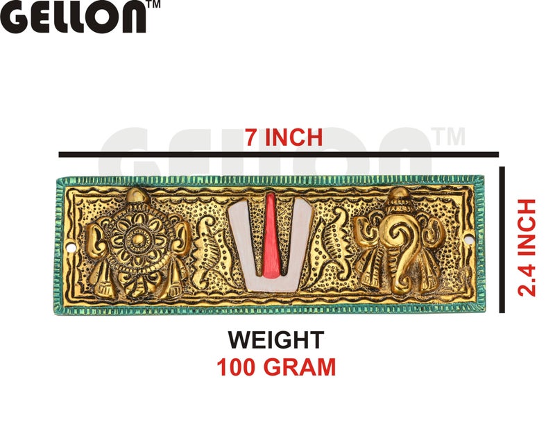 Gellon Tirupati Shankh Chakra Namah Door/Wall Décor Fix With Screw In Gold Plating Antique Decorative For Home – Office – Room – Showpiece Figurines – Religious House Warming - Image 5
