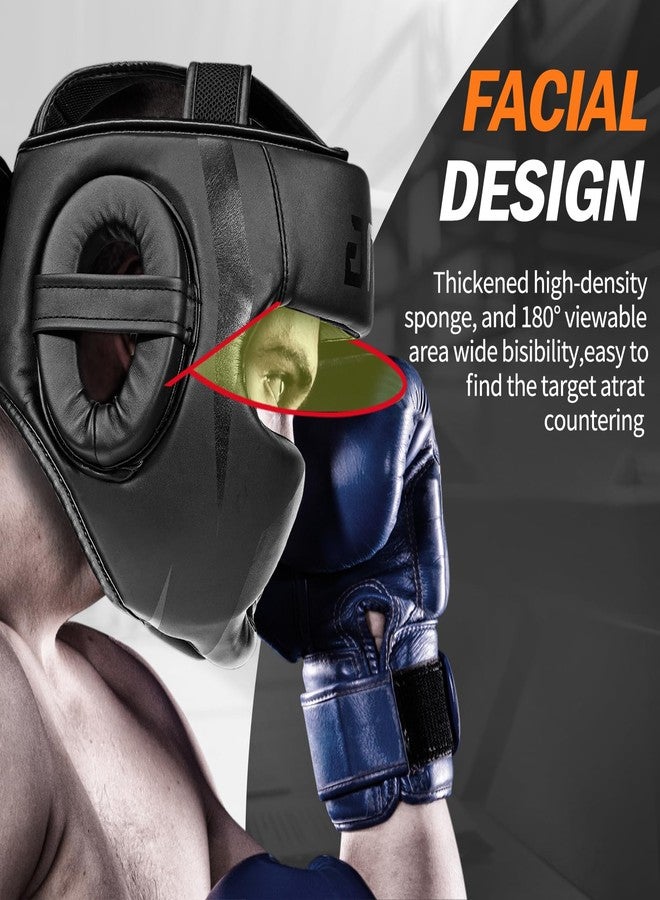 FIVING Headgear for Boxing,Martial Arts Headgear,Kickboxing Head Gear, Helmet for Muay Thai,Grappling, Sparring, Kickboxing, Karate, Taekwondo (Black/Black, Large) - Image 5