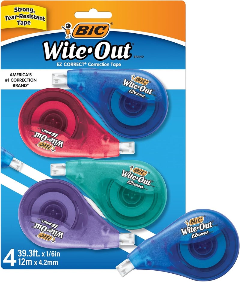 BIC Wite-Out Brand EZ Correct Correction Tape, 4 Count - Tear-Resistant and Easy to Use - Image 1