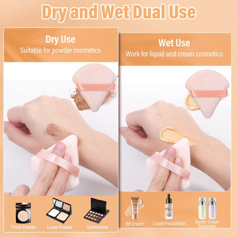 Thrilez 20pcs Triangle Powder Puff, Setting Powder Puff for Make Up, Face Puff Pads for Loose Powder and Press Powder, Makeup Sponge Powder Applicator for Face and Eye - Image 4