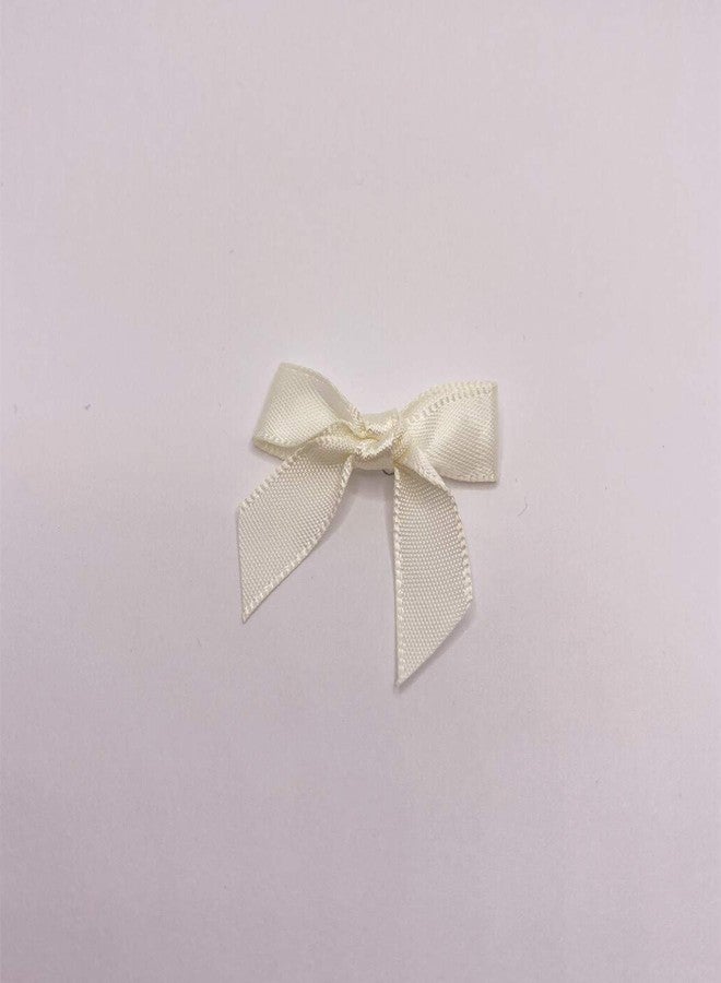 Briefix 50 Pieces Mini Satin Ribbon Bows with Removable Sticky Gel Pads Adorable Flower Appliques for Sewing, Scrapbooking, DIY Crafts and Gifts Decoration(Antique White) - Image 3