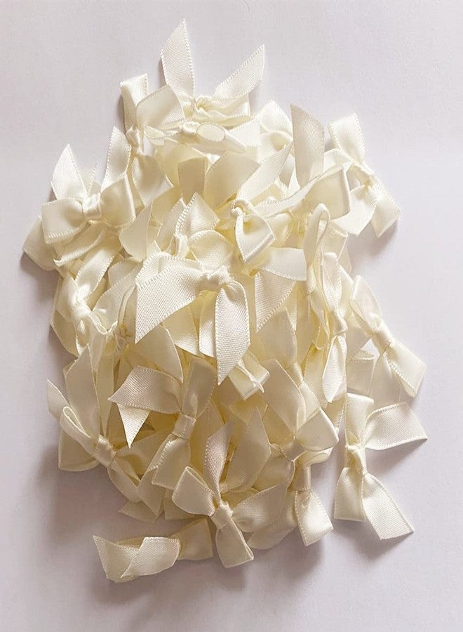 Briefix 50 Pieces Mini Satin Ribbon Bows with Removable Sticky Gel Pads Adorable Flower Appliques for Sewing, Scrapbooking, DIY Crafts and Gifts Decoration(Antique White) - Image 5