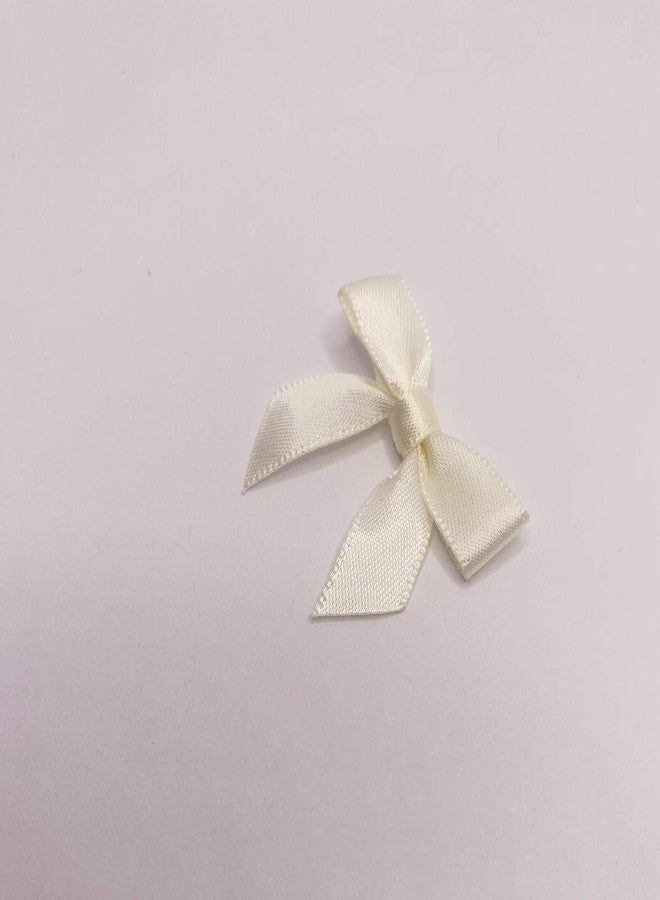 Briefix 50 Pieces Mini Satin Ribbon Bows with Removable Sticky Gel Pads Adorable Flower Appliques for Sewing, Scrapbooking, DIY Crafts and Gifts Decoration(Antique White) - Image 4