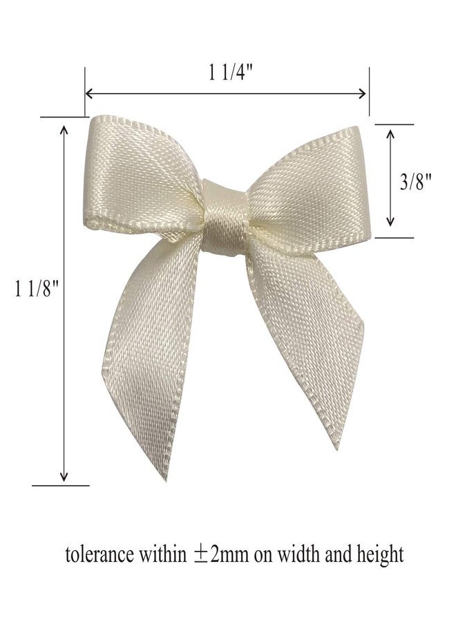 Briefix 50 Pieces Mini Satin Ribbon Bows with Removable Sticky Gel Pads Adorable Flower Appliques for Sewing, Scrapbooking, DIY Crafts and Gifts Decoration(Antique White) - Image 2