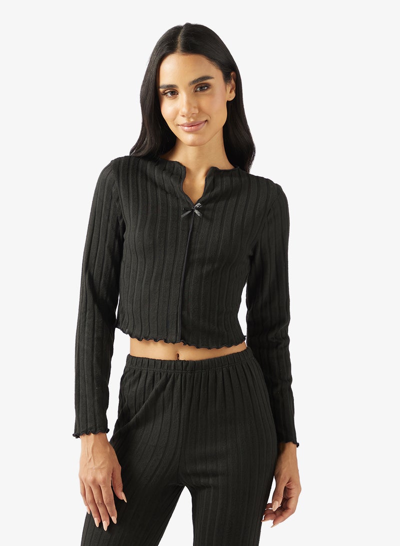 Ginger Pointelle Button Up Top & Pyjama Set - Image 3