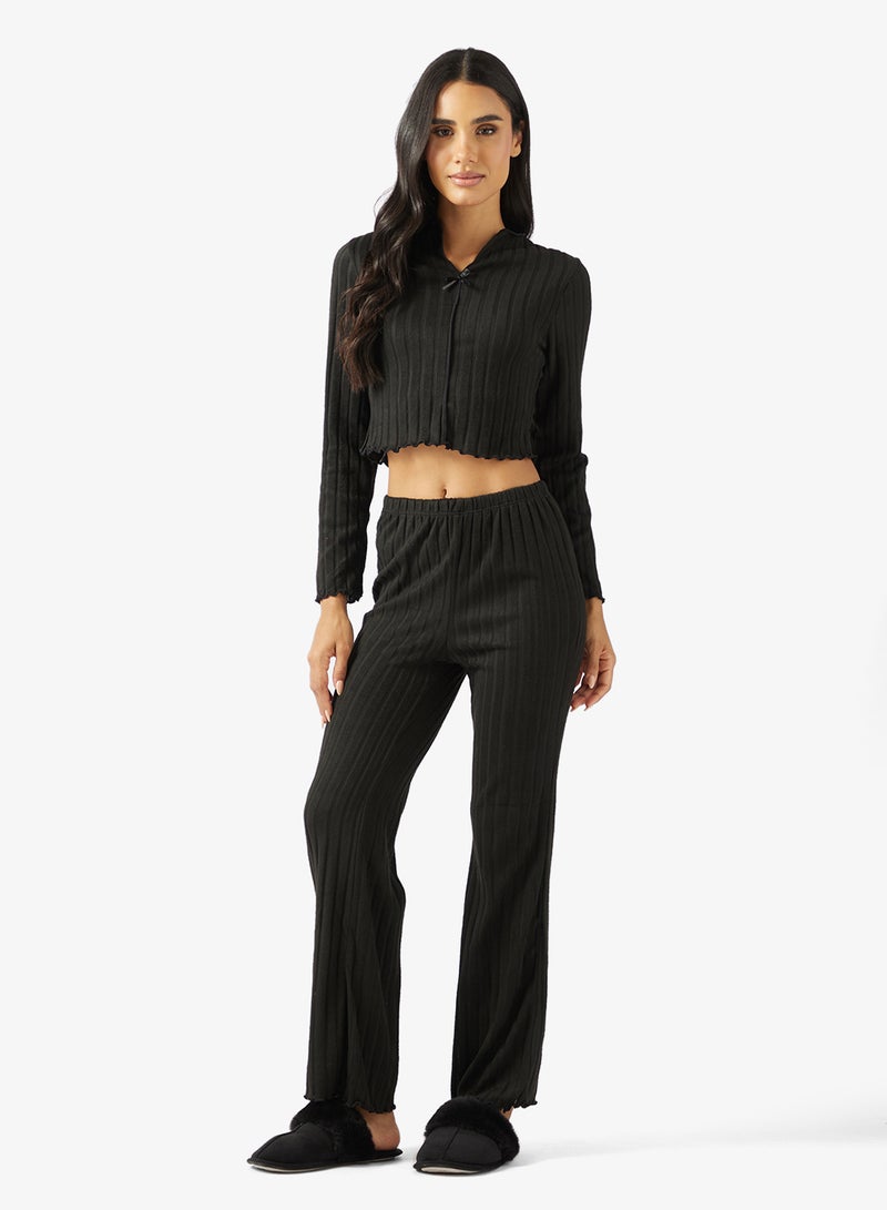 Ginger Pointelle Button Up Top & Pyjama Set - Image 5