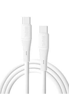 WAPIK Korean Brand USB C Cable 2M Silicone Fireproof Pure Copper Core, Supports 100W Fast Charging, Compatible with Samsung Galaxy, MacBook Pro, Huawei MateBook X Pro, iPad Mini 6 and More (White)  - Image 1