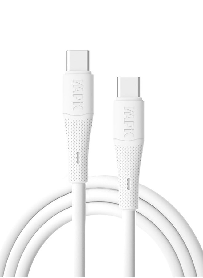 وابيك العلامة التجارية الكورية كابل USB C بطول 2 متر، نواة نحاسية نقية مقاومة للحريق من السيليكون، يدعم الشحن السريع بقوة 100 وات، متوافق مع سامسونج جالاكسي، ماك بوك برو، هواوي ميت بوك X برو، آيباد ميني 6 وأكثر (أبيض)  - Image 1