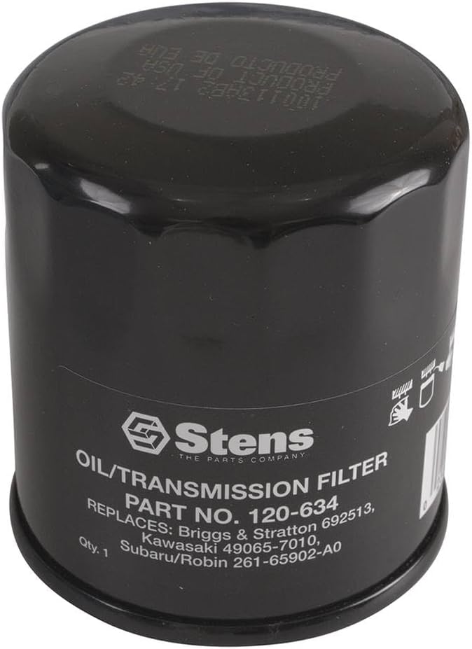 Stens 120-634 Oil Filter Compatible With/Replacement For Kawasaki FH381-721V, FH601-770D, FJ180V and FX751-1000V; for 14-19 HP engines 49065-0724, 49065-2057 Lawn Mowers - Image 1
