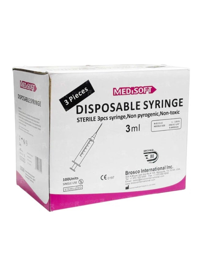 3ml 23G x 1 1/4" Luer Lock Syringes – Sterile Disposable Syringes 100PCS