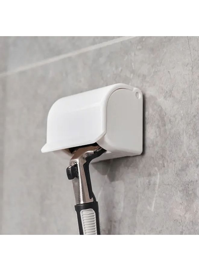 White 2 in 1 Bathroom Organizer Wall Mounted Razor Holder Toothbrush Caddy - Image 1