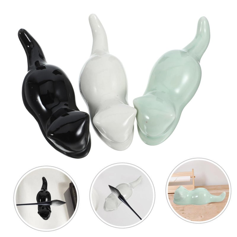 Ceramic Pen Holder For 3 Calligraphy Brush Wall Desktop Storage - Image 5