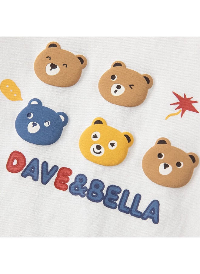 Dave & Bella T-Shirt Summer Children'S Clothing Baby Boys Short Sleeve Top Stylish White Boys Cotton Clothes - Image 2