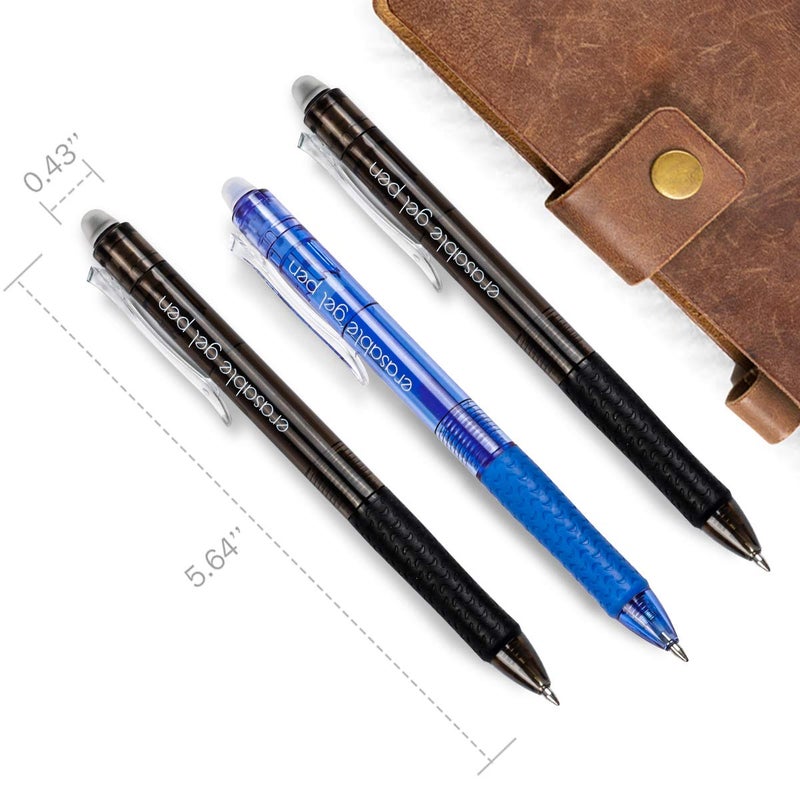 Vanstek 18 Pack Retractable Erasable Gel Pens Clicker, 9 Black & 9 Blue, Fine Point(0.7), Make Mistakes Disappear, Premium Comfort Grip Black & Blue Ink for Writting, Note Taking and Crossword Puzzles - Image 4