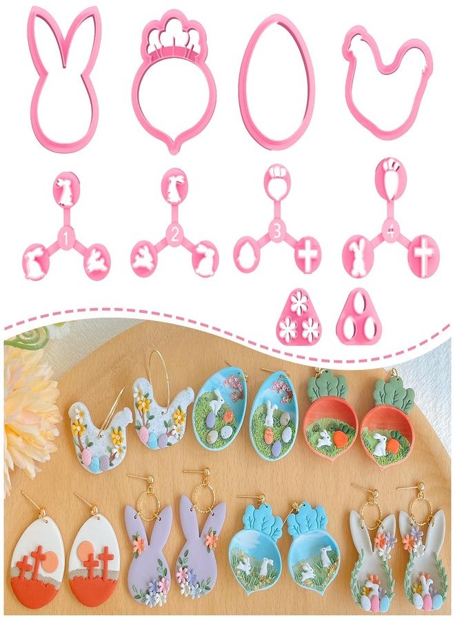 KEOKER Easter Polymer Clay Cutters, Easter Clay Cutters for Polymer Clay Jewelry, 10 Earring Cutters for Polymer Clay, Rabbit Polymer Clay Easter Cutters - Image 1