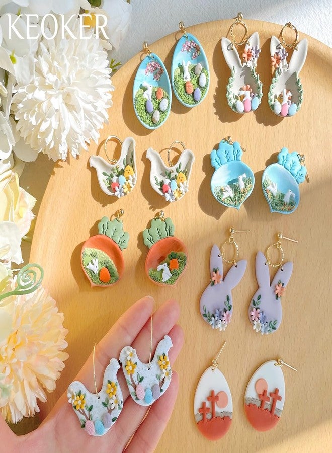 KEOKER Easter Polymer Clay Cutters, Easter Clay Cutters for Polymer Clay Jewelry, 10 Earring Cutters for Polymer Clay, Rabbit Polymer Clay Easter Cutters - Image 2