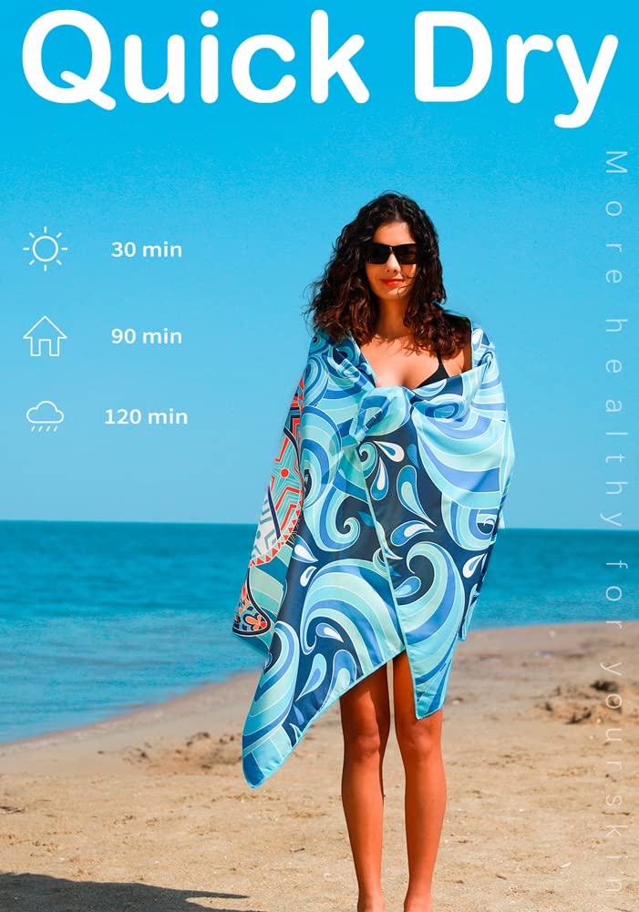 Widdonen 2 Pack Microfiber Lightweight Beach Towel Sand Free Quick Dry Absorbent Thin Compact Towels for Swimming Pool Camping Beach Accessories Large Easy Pack Travel Things for Vacation Essentials Gift - Image 5