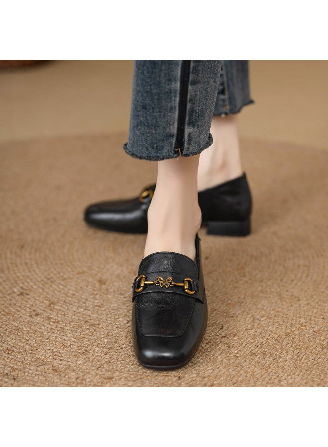 YEARCON حذاء جلد الغنم】توصية حارة: 25 سنة ربيع/خريف أحذية لوفر متعددة الاستخدامات، أحذية مسطحة مريحة للنساء، أحذية جلدية على الطراز البريطاني - Image 2