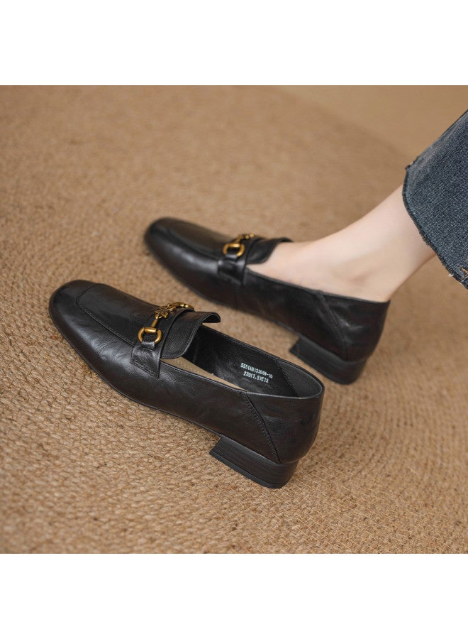 YEARCON حذاء جلد الغنم】توصية حارة: 25 سنة ربيع/خريف أحذية لوفر متعددة الاستخدامات، أحذية مسطحة مريحة للنساء، أحذية جلدية على الطراز البريطاني - Image 3