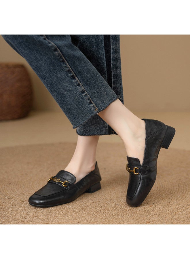 YEARCON حذاء جلد الغنم】توصية حارة: 25 سنة ربيع/خريف أحذية لوفر متعددة الاستخدامات، أحذية مسطحة مريحة للنساء، أحذية جلدية على الطراز البريطاني - Image 5