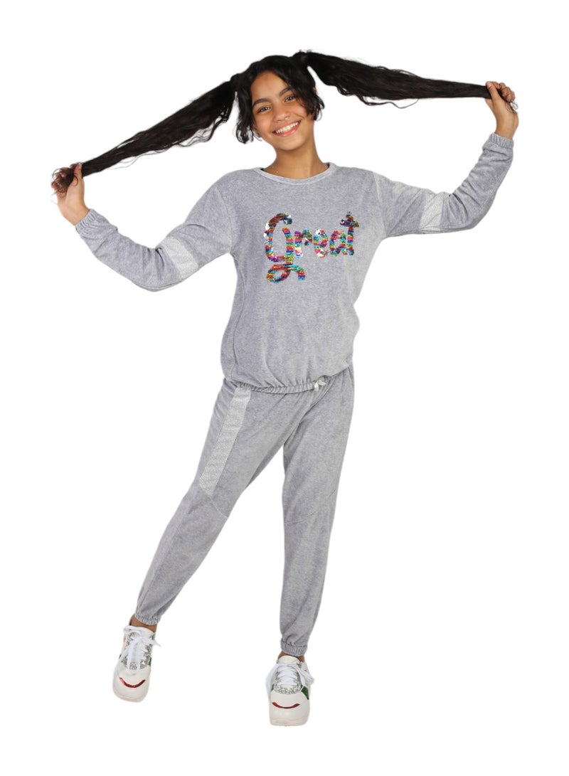 تشويس بيجامة بناتي أطفال GREAT – خامة قطيفة ناعمة لراحة وأناقة تصميم مبتكر يجمع بين الأناقة والراحة كود 542 - Image 2