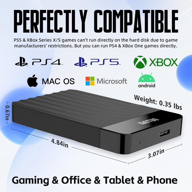 YOTUO Portable External Hard Drive Storage Expansion Mobile HDD USB 3.0 for PC, Mac, Desktop, Laptop, PS4, PS5, Xbox One X/S, Xbox 360, Xbox Series X/S, Office & Game (Black, 500GB) - Image 3