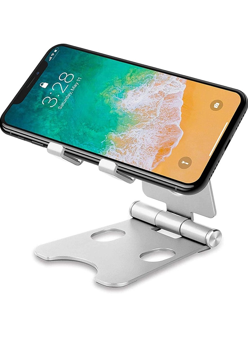 Desktop Cell Phone Stand，Double Adjustable Mobile Phone Tablet Holder, Aluminum Portable Desk Stand，Phone Stand Foldable - Image 1