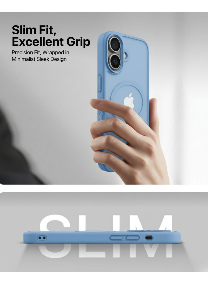 INFINYTY iPhone 17 Frosted Soft Touch Case - Gleam Blue, Anti-Slip Grip, MagSafe Compatible, Mil. Grade Drop Protection, Translucent Frosted Back, Air Cushion Corners, Matte Finish, Scratch-Resistant, Hybrid Cover, Raised Camera and Screen Protection - Image 3