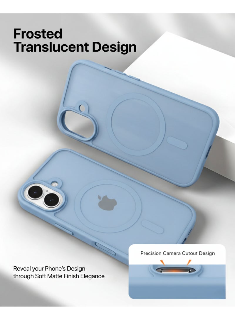 INFINYTY iPhone 17 Frosted Soft Touch Case - Gleam Blue, Anti-Slip Grip, MagSafe Compatible, Mil. Grade Drop Protection, Translucent Frosted Back, Air Cushion Corners, Matte Finish, Scratch-Resistant, Hybrid Cover, Raised Camera and Screen Protection - Image 4