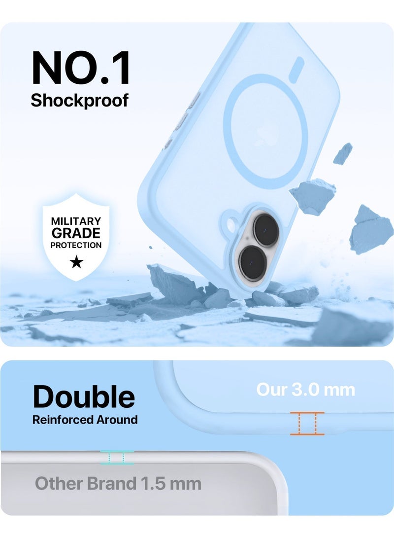 INFINYTY iPhone 17 Frosted Soft Touch Case - Gleam Blue, Anti-Slip Grip, MagSafe Compatible, Mil. Grade Drop Protection, Translucent Frosted Back, Air Cushion Corners, Matte Finish, Scratch-Resistant, Hybrid Cover, Raised Camera and Screen Protection - Image 3