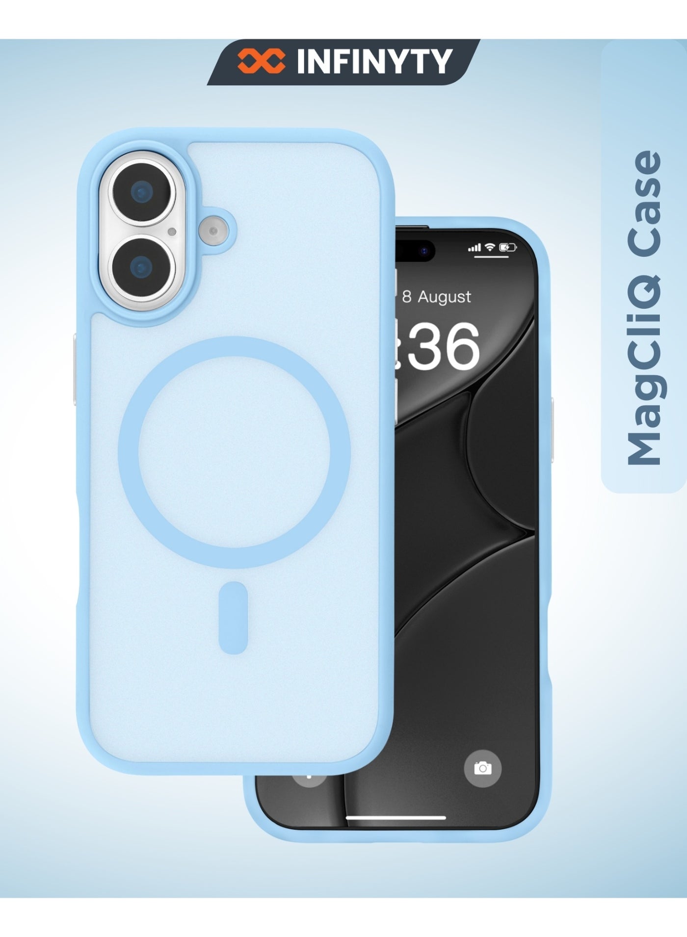 INFINYTY iPhone 17 Frosted Soft Touch Case - Gleam Blue, Anti-Slip Grip, MagSafe Compatible, Mil. Grade Drop Protection, Translucent Frosted Back, Air Cushion Corners, Matte Finish, Scratch-Resistant,