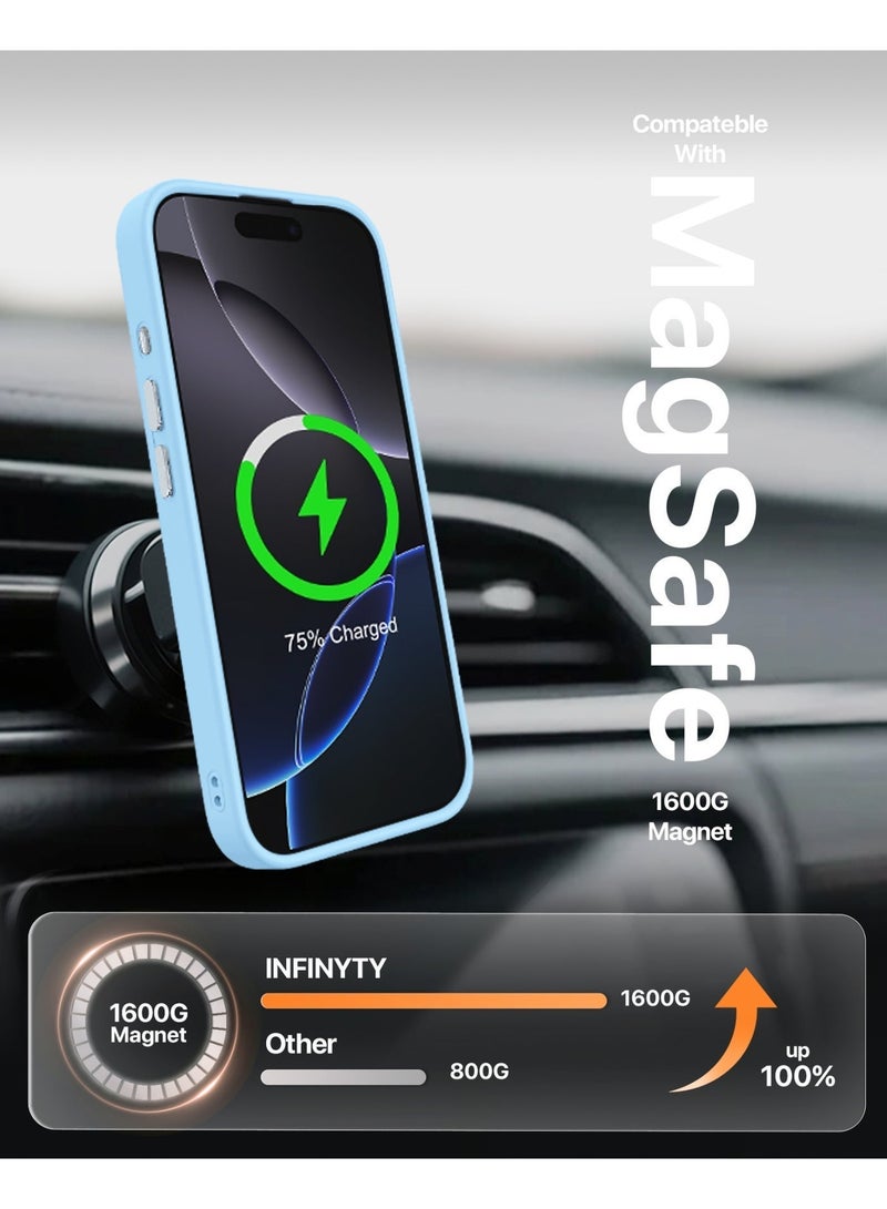 INFINYTY iPhone 17 Frosted Soft Touch Case - Gleam Blue, Anti-Slip Grip, MagSafe Compatible, Mil. Grade Drop Protection, Translucent Frosted Back, Air Cushion Corners, Matte Finish, Scratch-Resistant, Hybrid Cover, Raised Camera and Screen Protection - Image 4