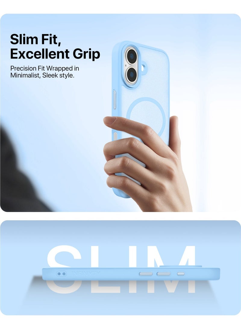 INFINYTY iPhone 17 Frosted Soft Touch Case - Gleam Blue, Anti-Slip Grip, MagSafe Compatible, Mil. Grade Drop Protection, Translucent Frosted Back, Air Cushion Corners, Matte Finish, Scratch-Resistant, Hybrid Cover, Raised Camera and Screen Protection - Image 2