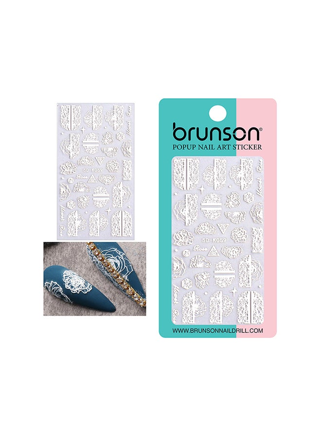 brunson 5D Flower Decals Exquisite Self Adhesive Nail Art Decoration Stickers 5D-k059