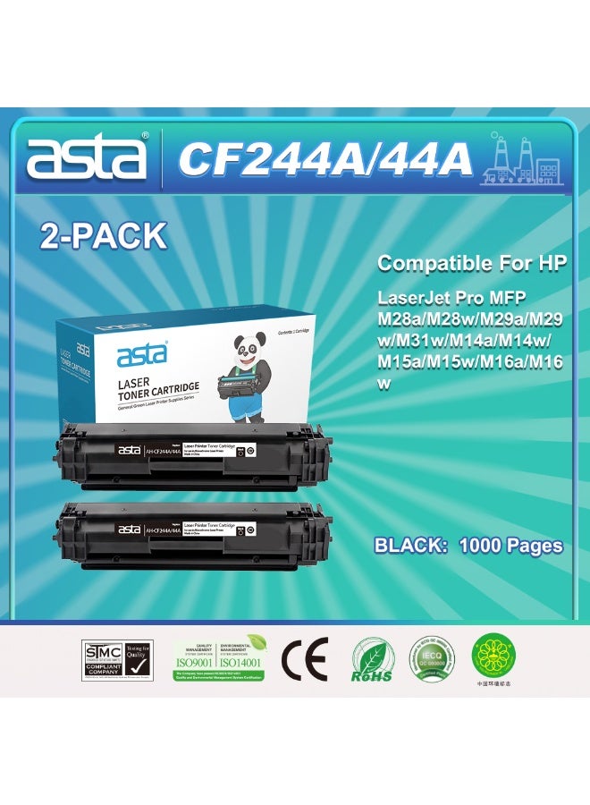 Asta 2-PACK ASTA CF244A 44A Toner Cartridge Compatible For HP LaserJet Pro MFP M28A M28W M29A M29W M31W M14A M14W M15A M15W M16A M16W Printer Replacement Office Consumable Long Lasting Output Easy Installation - Image 1