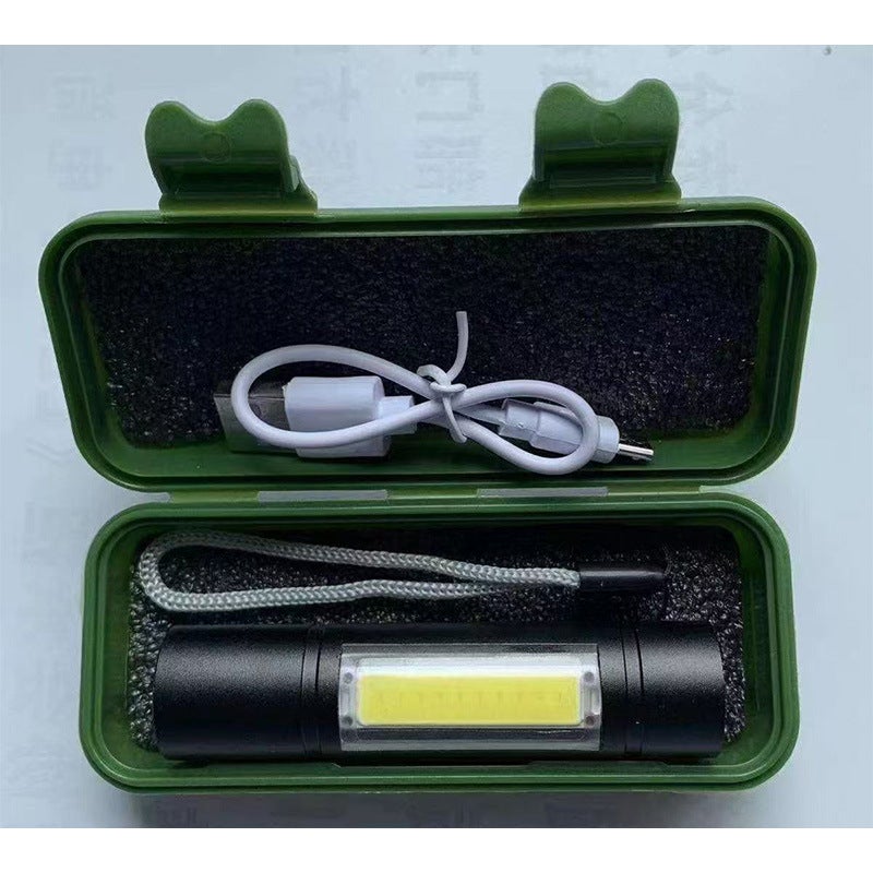 SMILING SHARK Mini Rechargeable Zoomable LED Flashlight with COB Side Light - Aluminum Alloy, USB Charging - Image 1