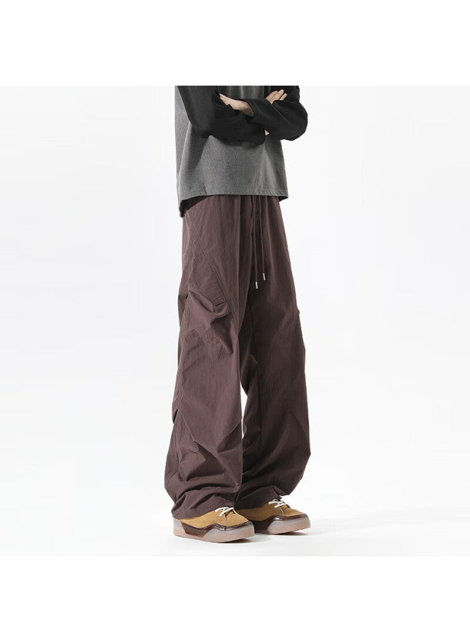 Swamp Area American Street Style Pleated Design Sweatpants For Men, Spring And Autumn Loose Cargo Pants Casual Trousers Ks058 Purple 2XL - Image 3